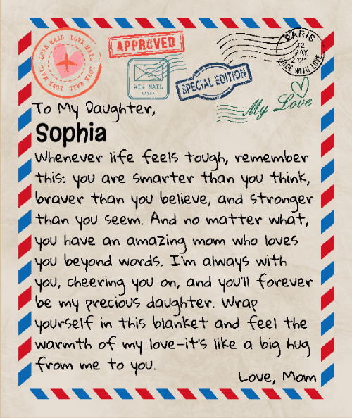 Personalized Giant Postcard Blanket For Daughter