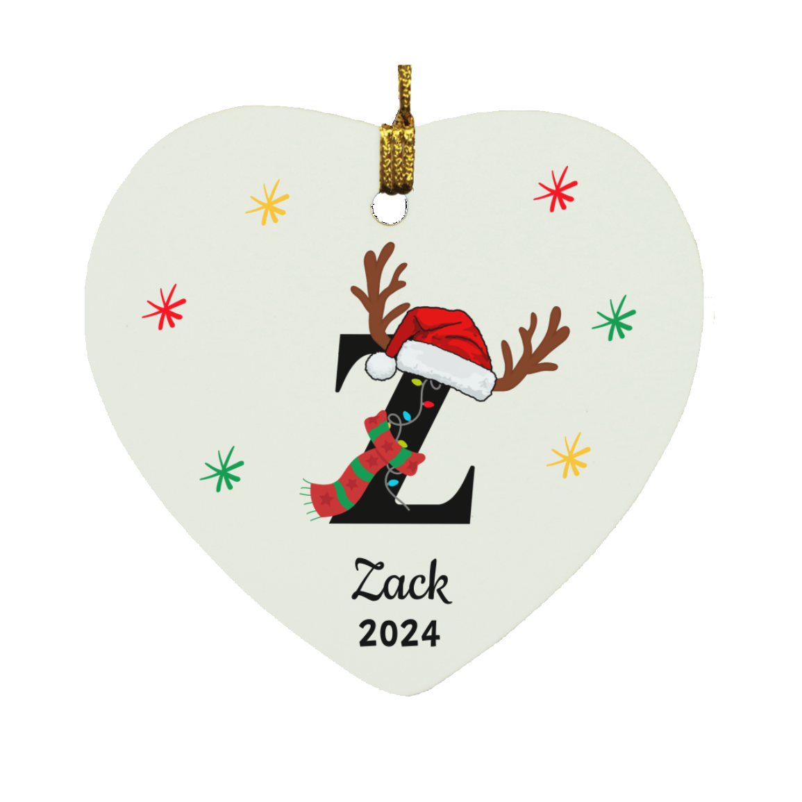 Personalized Letter Name Heart Ornament