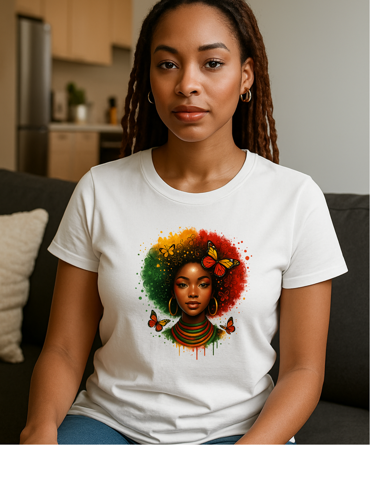 🦋 "Butterfly Royalty" Afrocentric T-Shirt