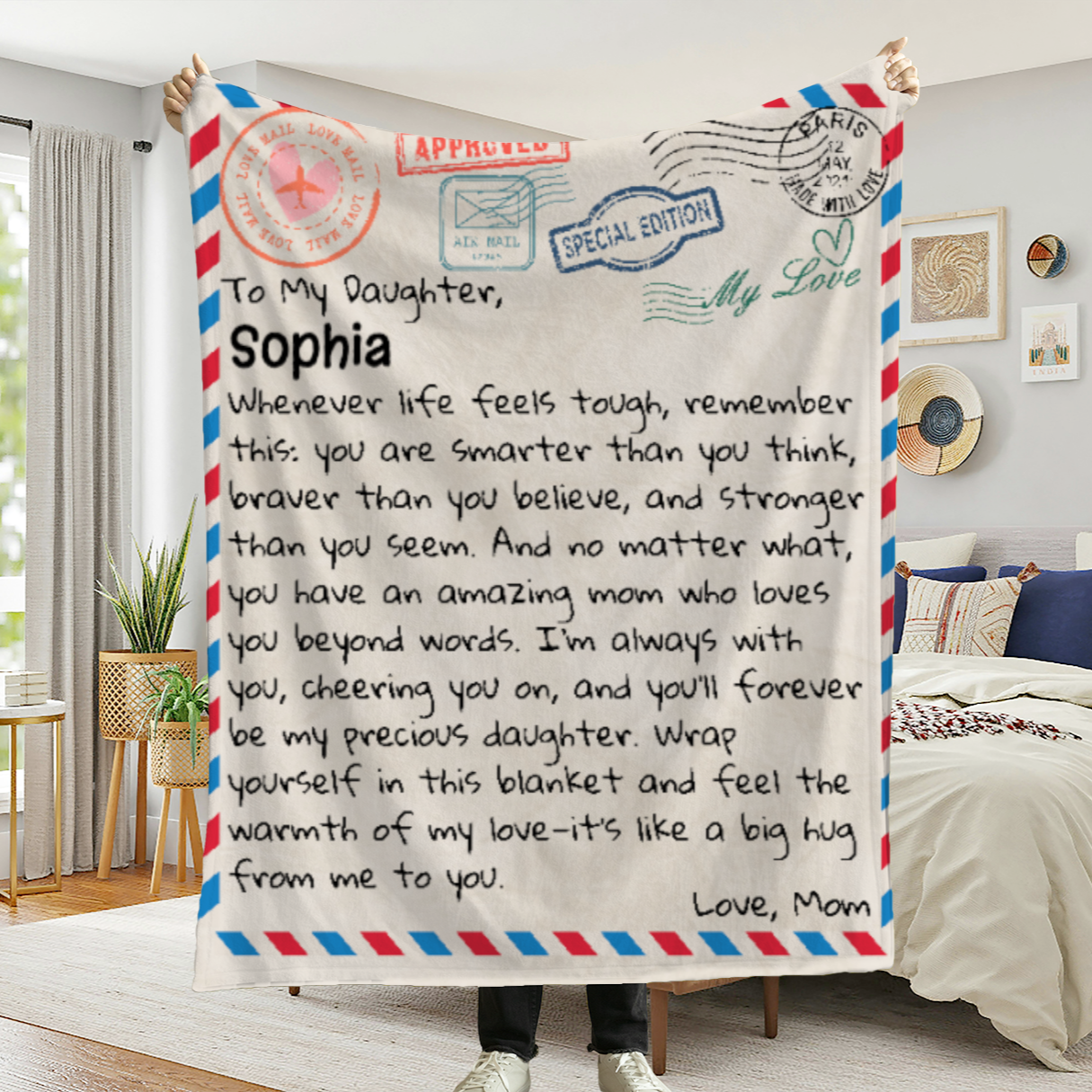 Personalized Giant Postcard Blanket For Daughter