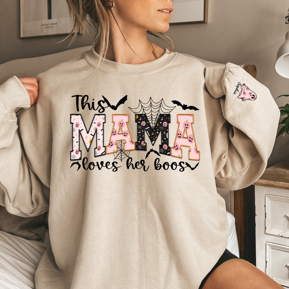Personalized "This Mama Loves Her Boos" Halloween Sweatshirt