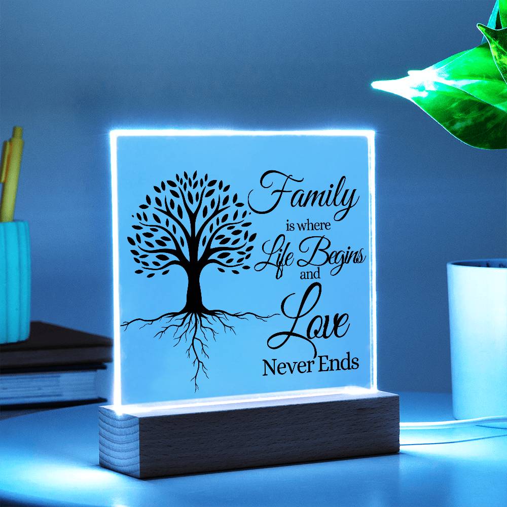 Family is Where Life Begins - Premium Square Acrylic Plaque