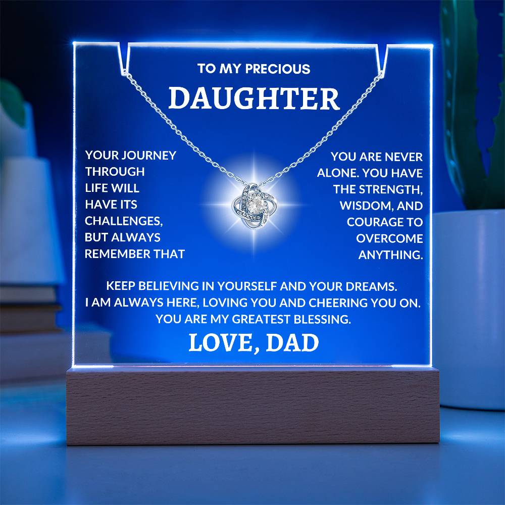 To My Precious Daughter Keepsake Acrylic Plaque Necklace Bundle