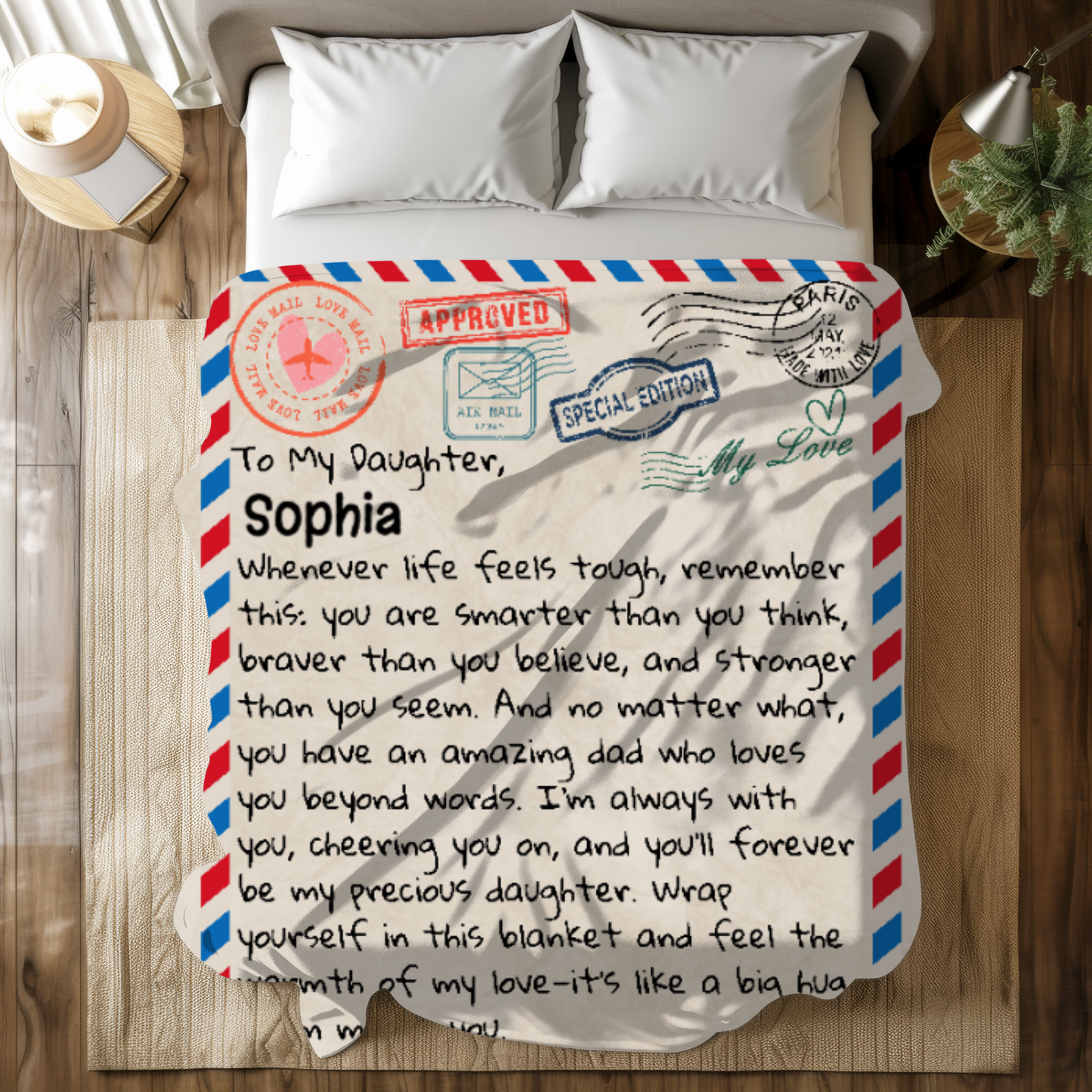 Personalized Giant Postcard Blanket For Daughter
