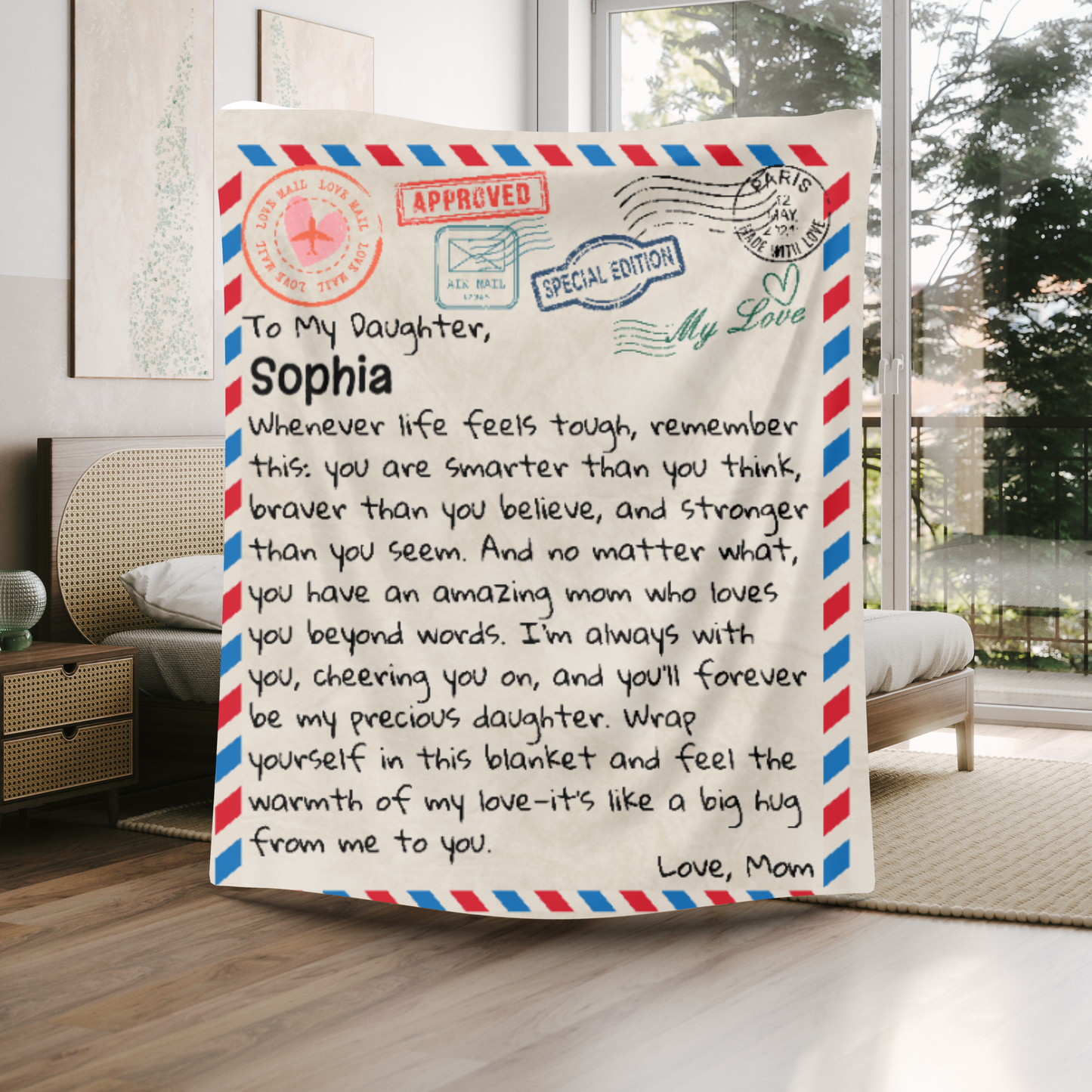 Personalized Giant Postcard Blanket For Daughter