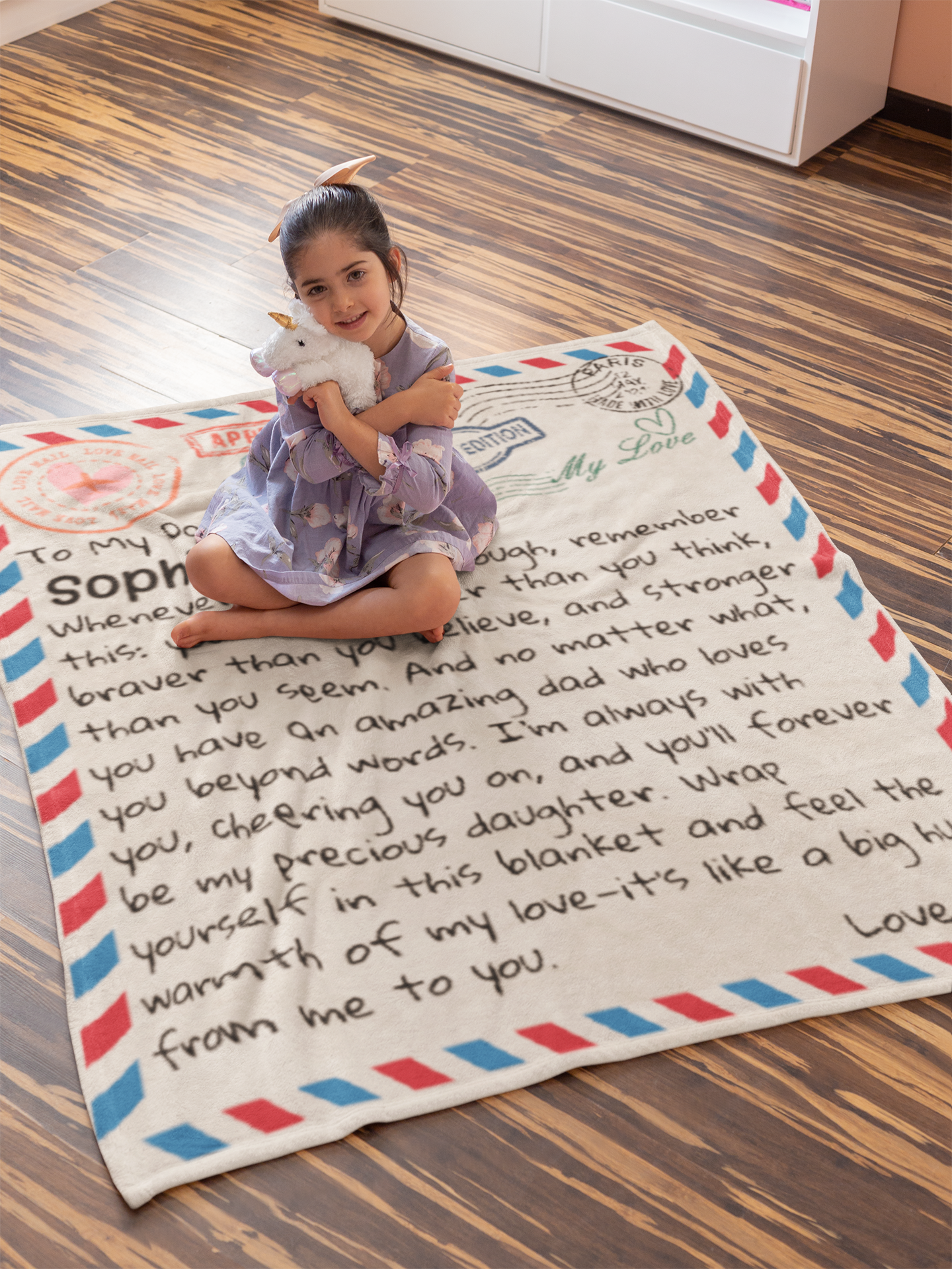 Personalized Giant Postcard Blanket For Daughter