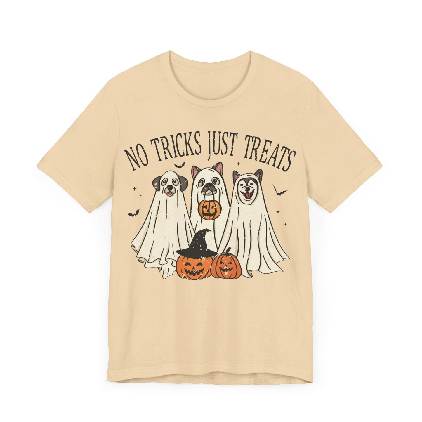 No Tricks, Just Treats Spooky Dog Ghost - Unisex Jersey Short Sleeve Tee - Say It With Ease