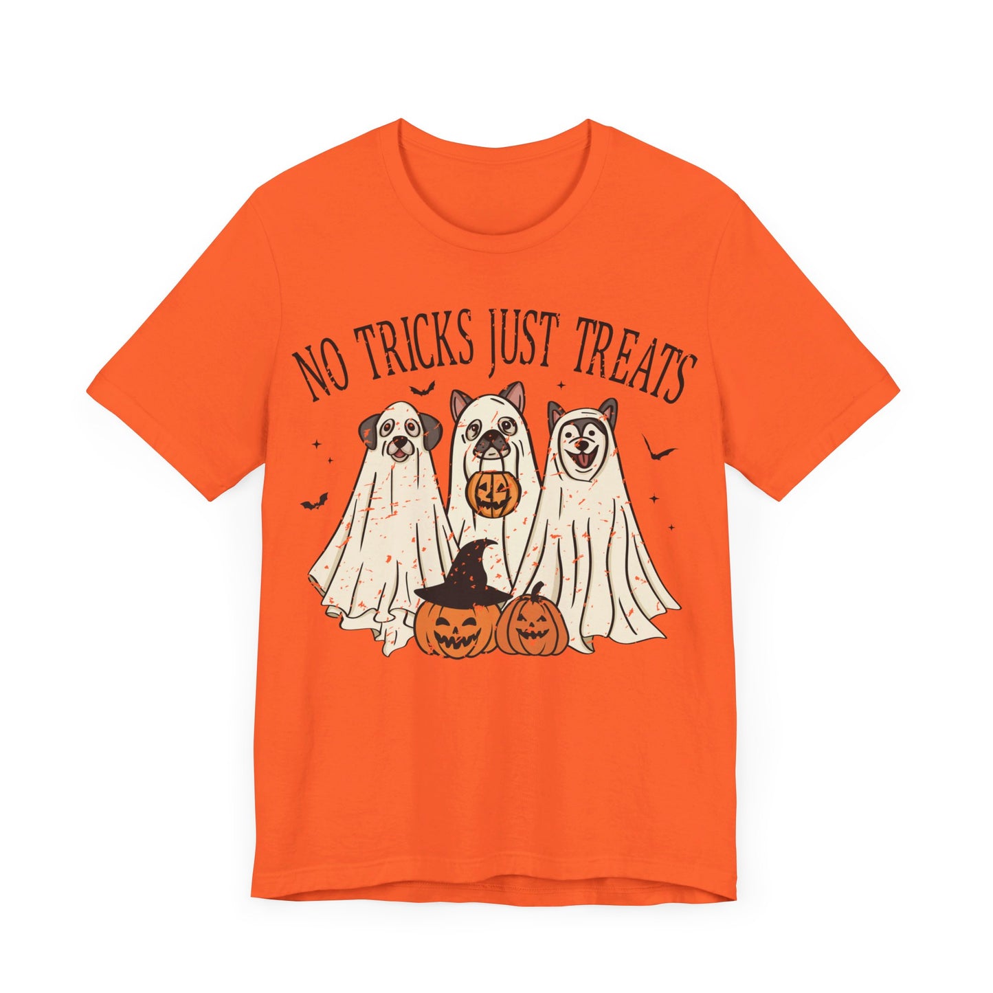 No Tricks, Just Treats Spooky Dog Ghost - Unisex Jersey Short Sleeve Tee - Say It With Ease