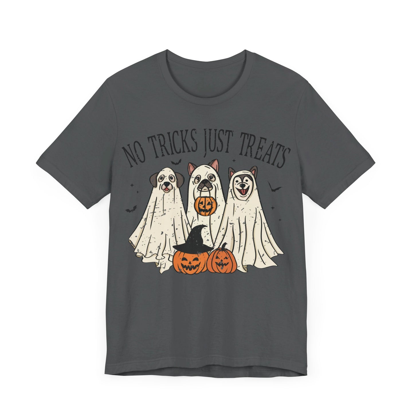 No Tricks, Just Treats Spooky Dog Ghost - Unisex Jersey Short Sleeve Tee - Say It With Ease