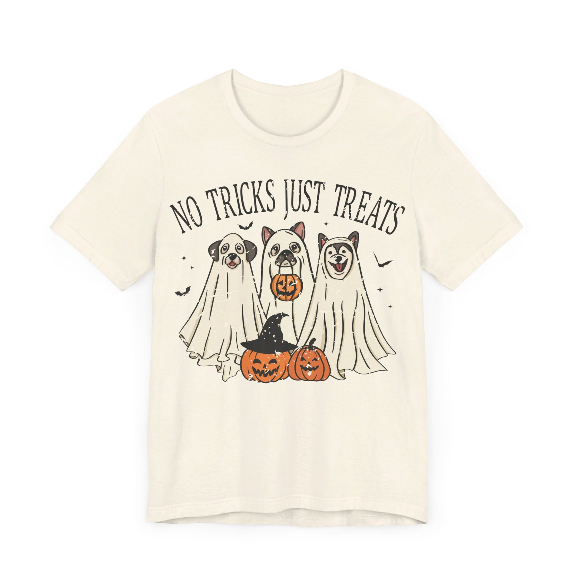 No Tricks, Just Treats Spooky Dog Ghost - Unisex Jersey Short Sleeve Tee - Say It With Ease