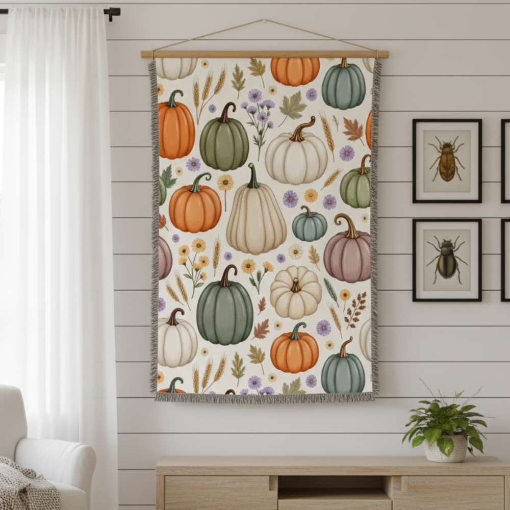 Cozy Fall Heirloom Pumpkin Woven Blanket
