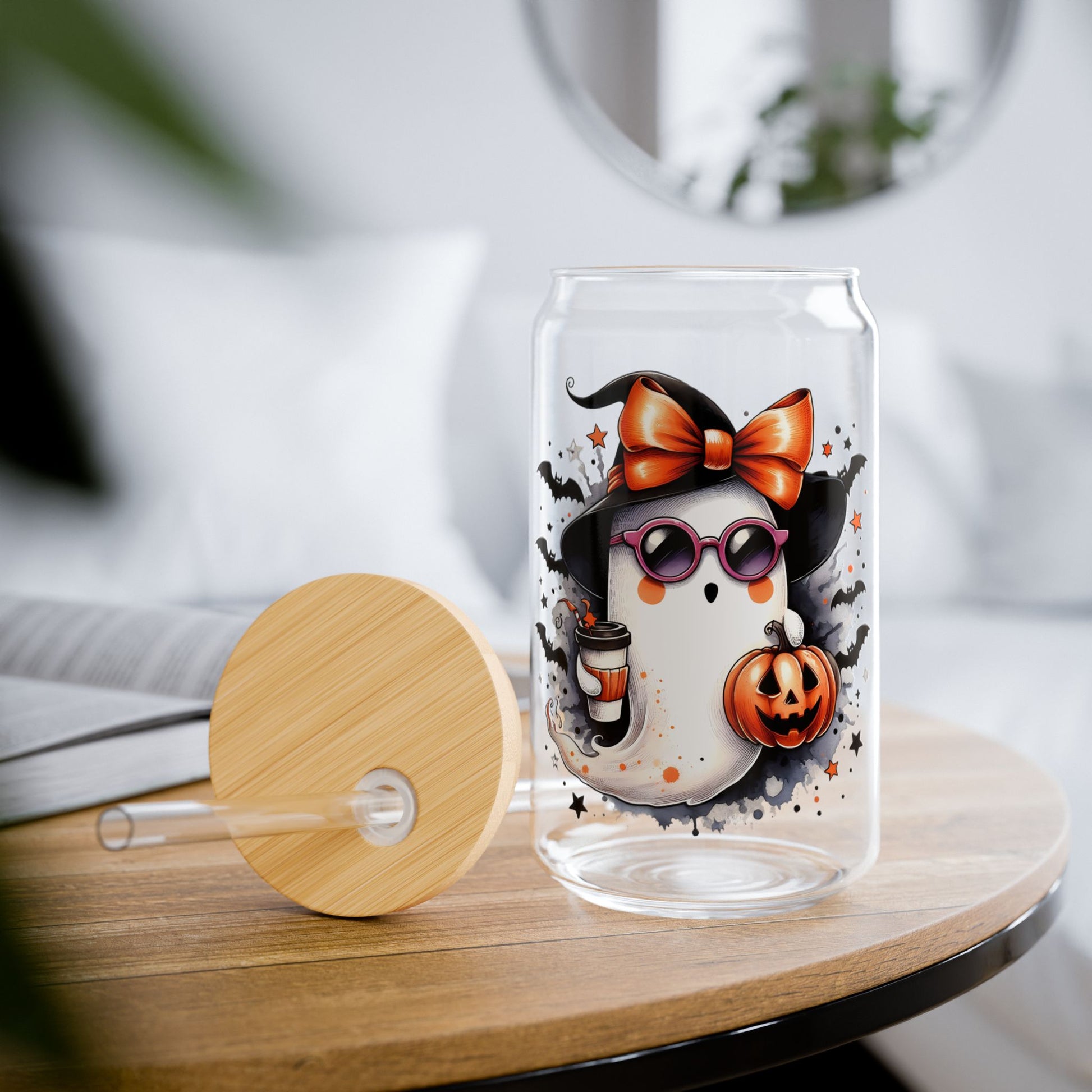 Little Female Ghost w/ Hat Clear Glass Tumbler - Say It With Ease