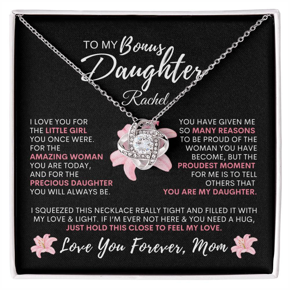 Personalized Proud You Are My Bonus Daughter, Necklace