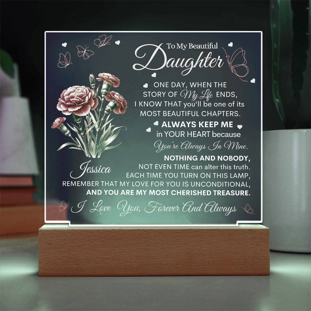 To My Beautiful Daughter - Birth Flower Acrylic Lamp