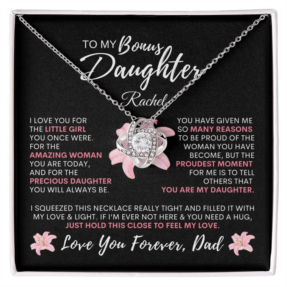 Personalized Proud You Are My Bonus Daughter, Necklace