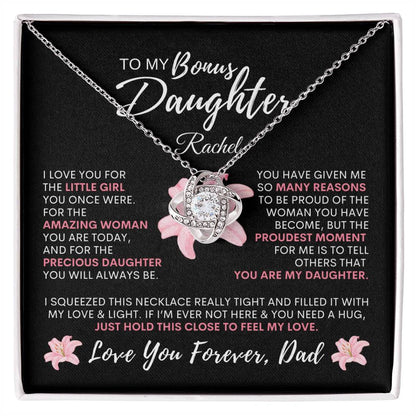 Personalized Proud You Are My Bonus Daughter, Necklace