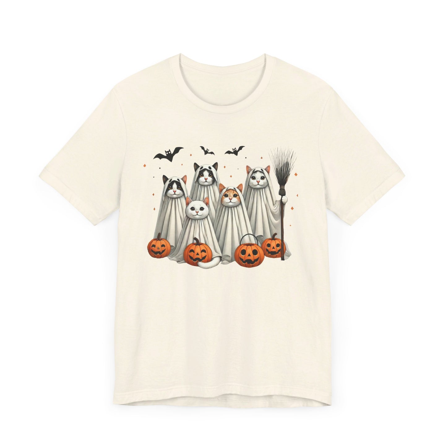 Spooky Cat Ghost - Unisex Jersey Short Sleeve Tee