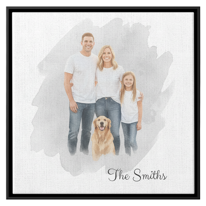 Custom Watercolor Family Portrait Canvas Painting