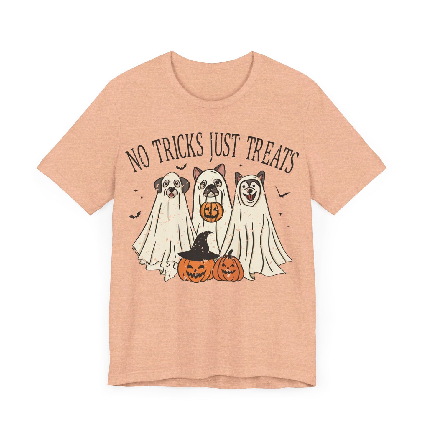 No Tricks, Just Treats Spooky Dog Ghost - Unisex Jersey Short Sleeve Tee - Say It With Ease