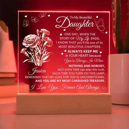 To My Beautiful Daughter - Birth Flower Acrylic Lamp