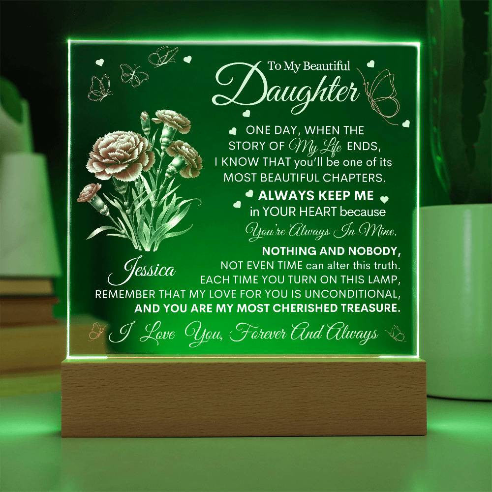 To My Beautiful Daughter - Birth Flower Acrylic Lamp