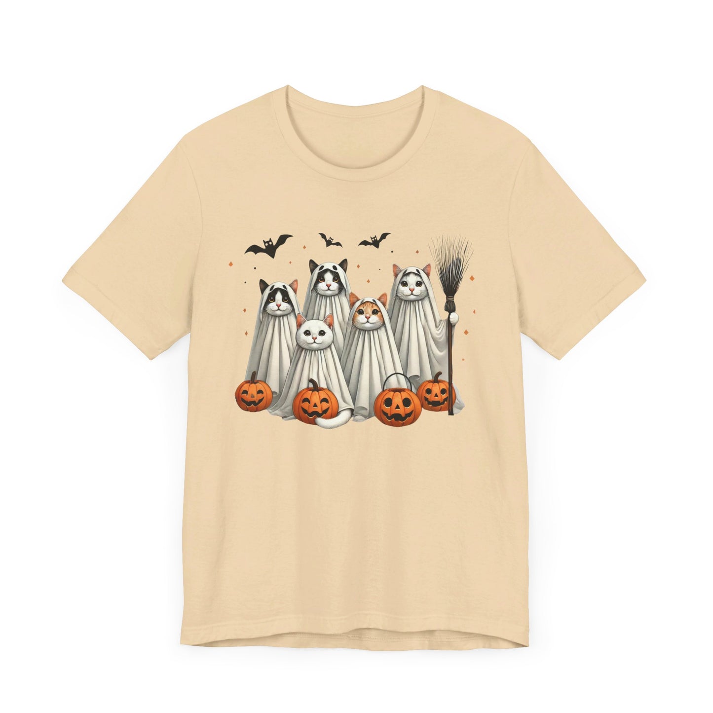 Spooky Cat Ghost - Unisex Jersey Short Sleeve Tee