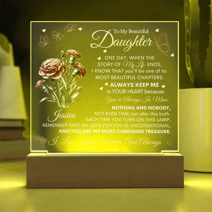 To My Beautiful Daughter - Birth Flower Acrylic Lamp