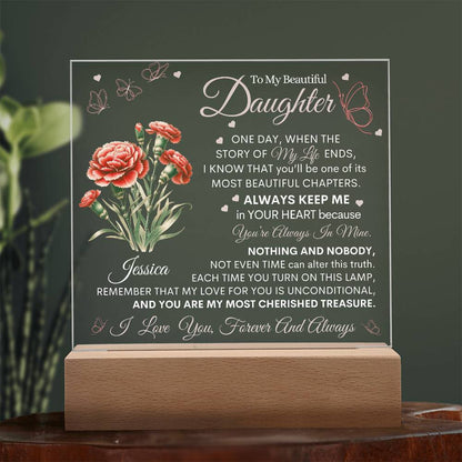 To My Beautiful Daughter - Birth Flower Acrylic Lamp