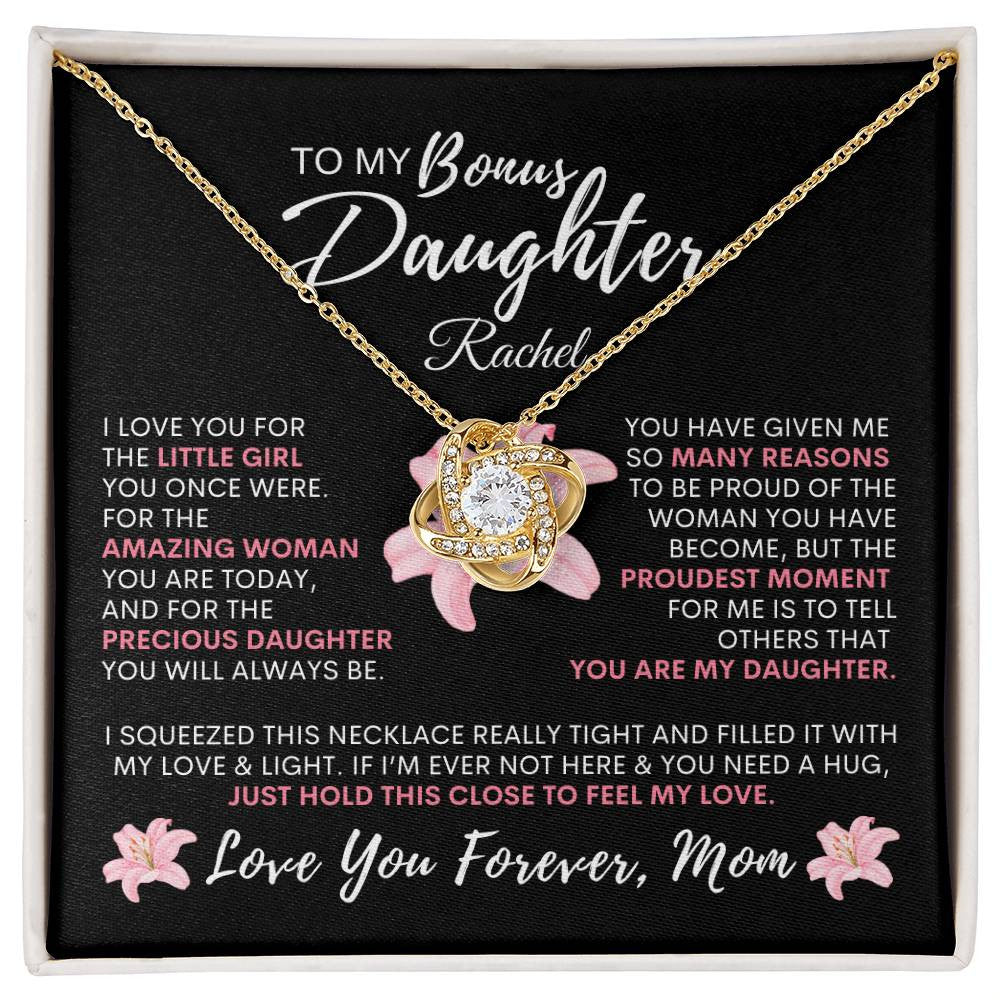 Personalized Proud You Are My Bonus Daughter, Necklace