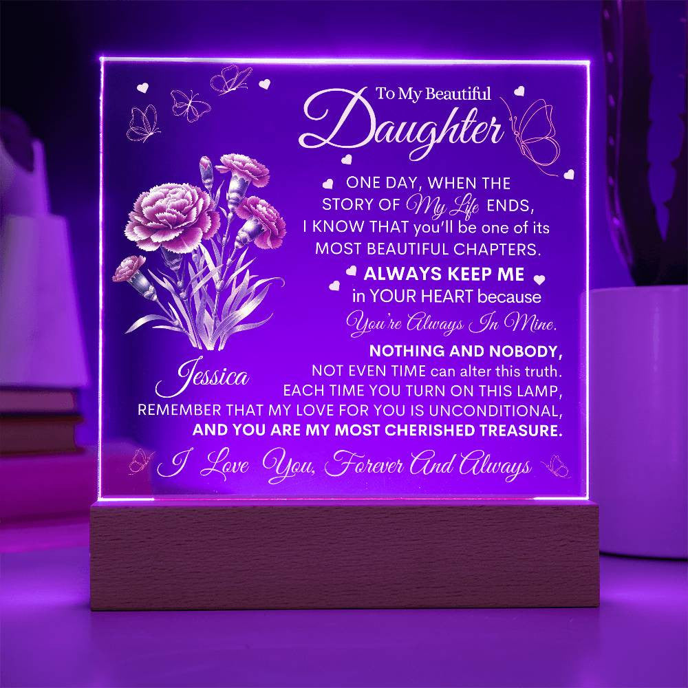 To My Beautiful Daughter - Birth Flower Acrylic Lamp