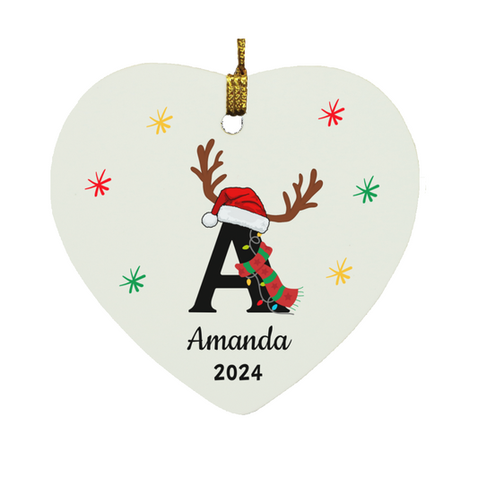 Personalized Letter Name Heart Ornament