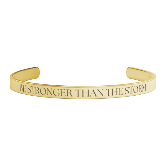 BE STRONGER THAN THE STORM, Breast Cancer Support Cuff Bracelet - Say It With Ease