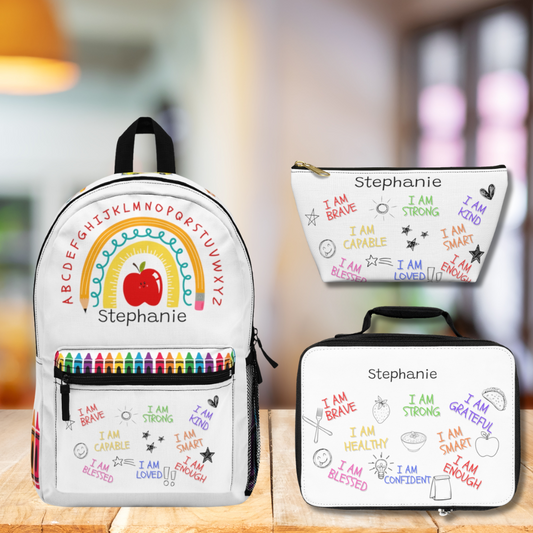 Personalized Kids Backpack, Lunch Box, & Pencil Pouch Combo