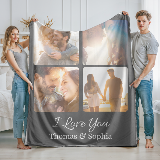 Personalized Photo Blanket, Custom Blanket with Photo Collage