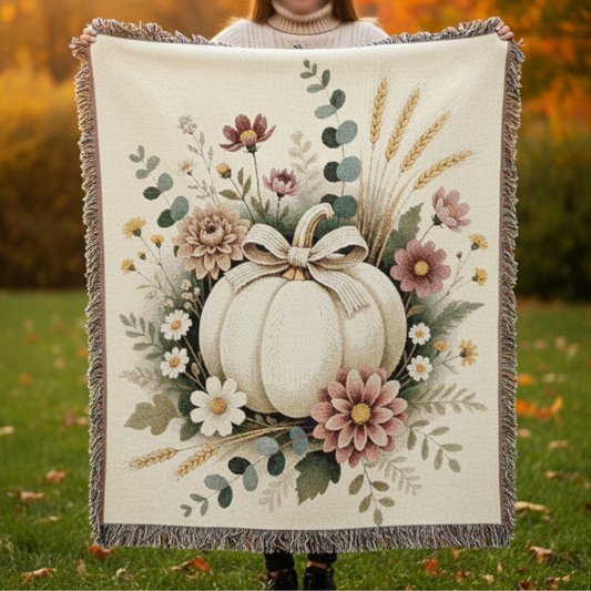 Heirloom Vintage Pumpkin Woven Blanket
