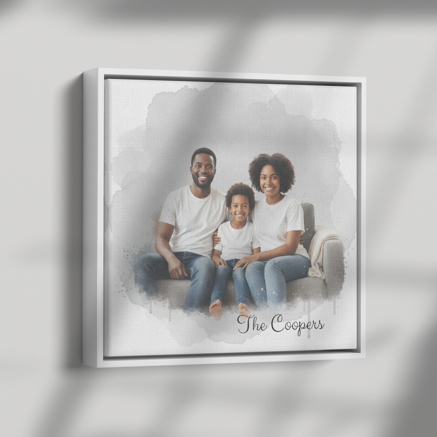 Custom Watercolor Family Portrait Canvas Painting