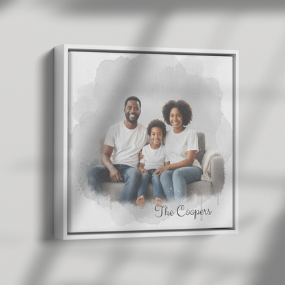 Custom Watercolor Family Portrait Canvas Painting