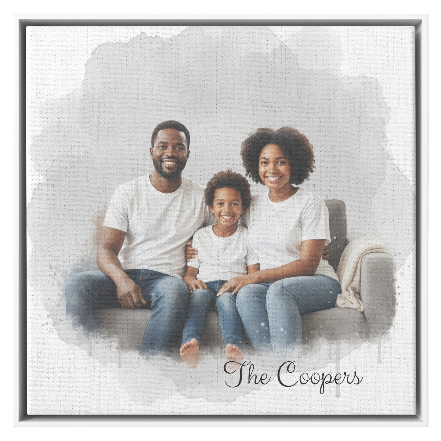 Custom Watercolor Family Portrait Canvas Painting