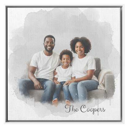Custom Watercolor Family Portrait Canvas Painting