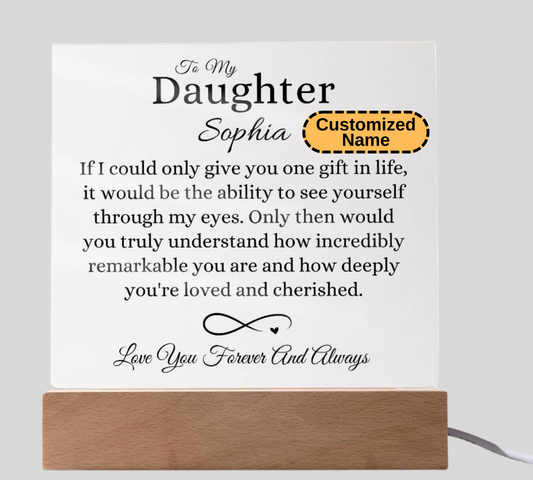 Personalized To My Daughter Acrylic Square Lamp