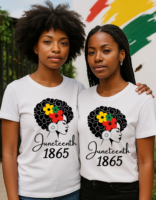 Floral Juneteenth Queen Tee – Powerful, Elegant, Free