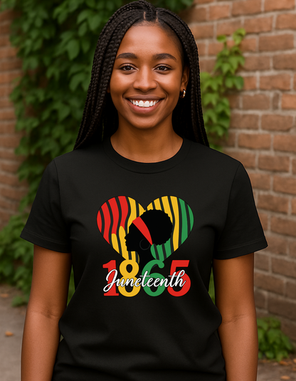 Juneteenth 1865 Heart & Silhouette Tee – Bold. Proud. Free.