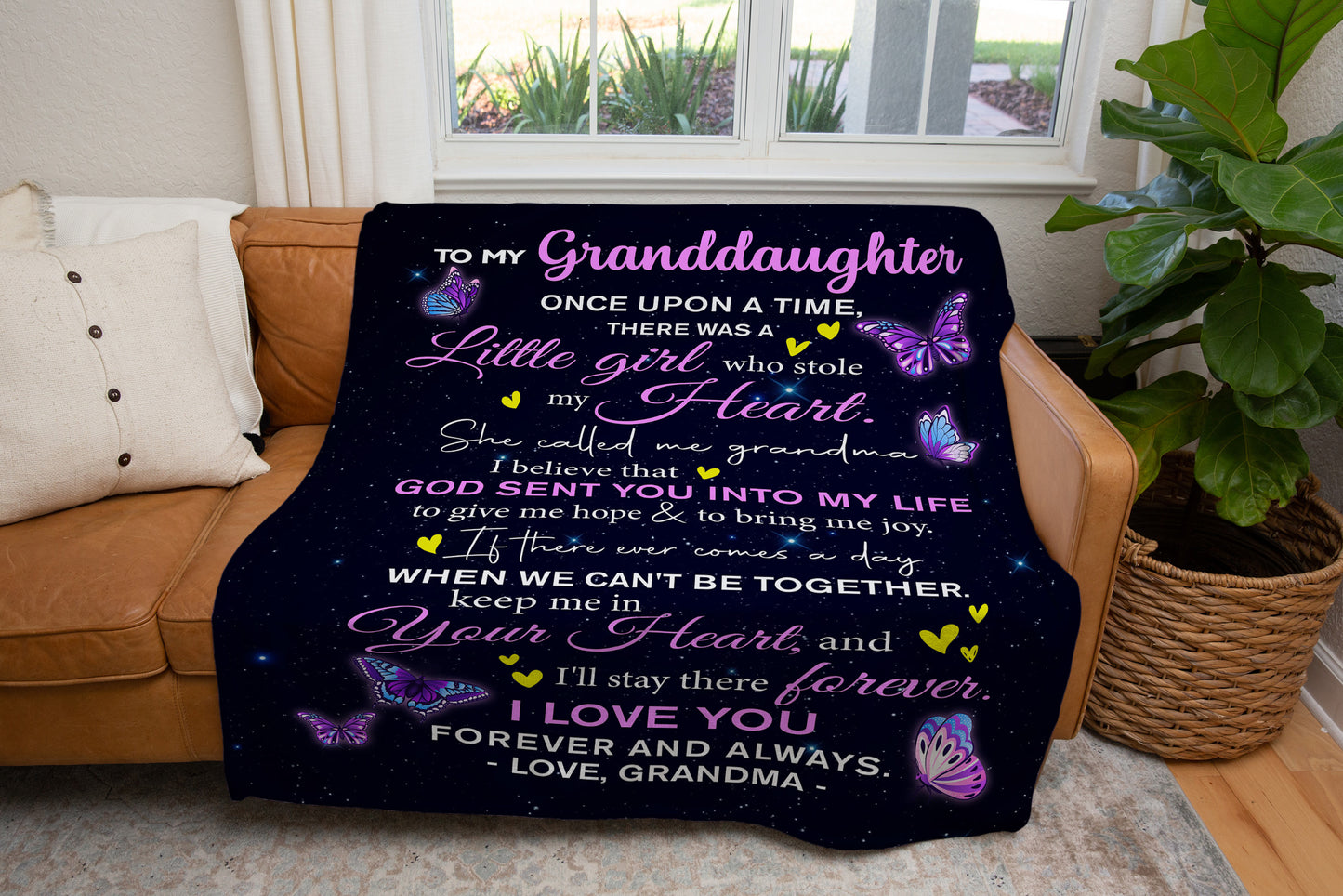 To My Granddaughter, God Sent You Into My Life Blanket