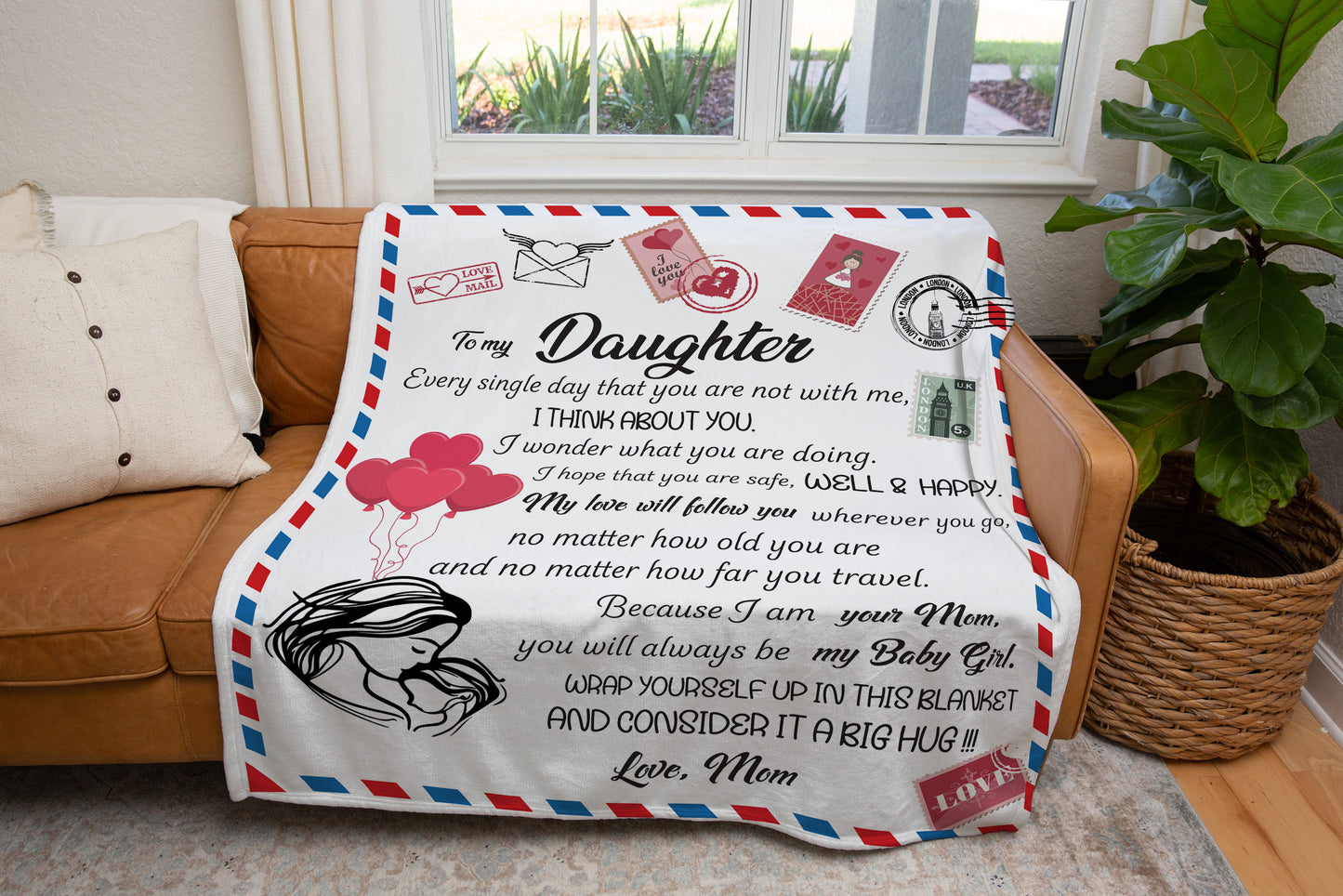 To My Daughter, I Think About You Daily Blanket