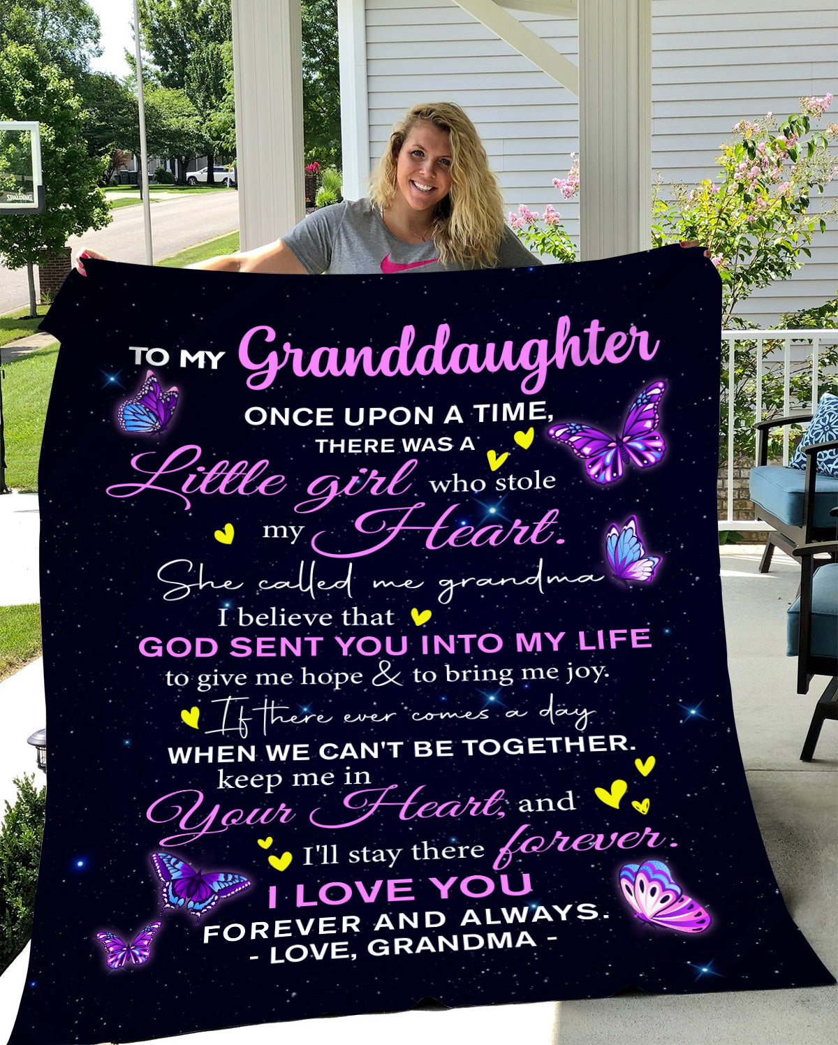 To My Granddaughter, God Sent You Into My Life Blanket