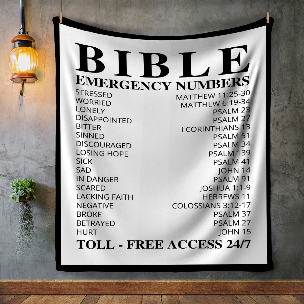 Bible Emergency Numbers Blanket