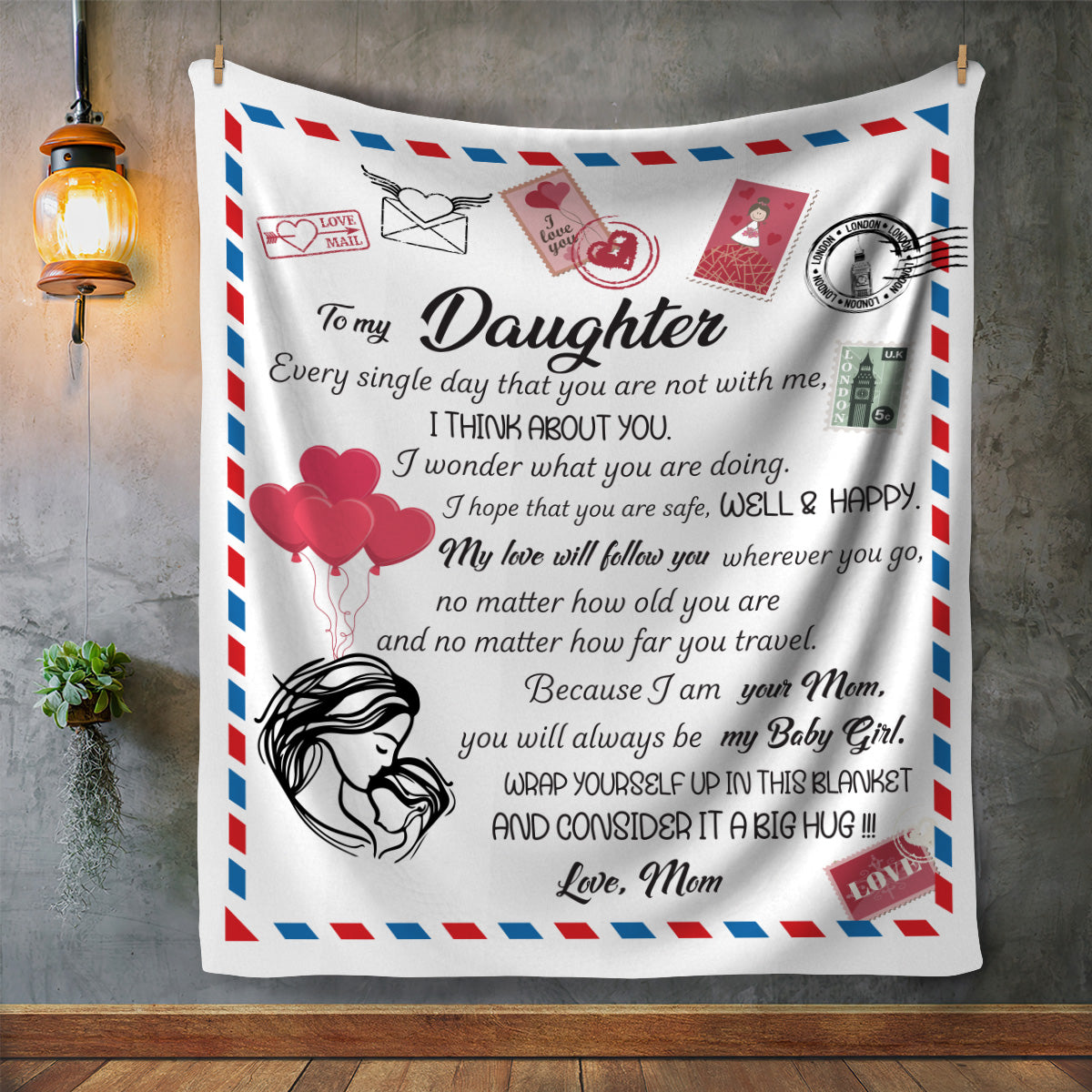 To My Daughter, I Think About You Daily Blanket