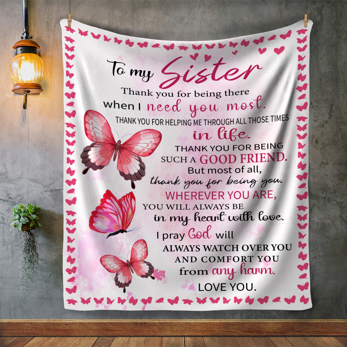 To My Sister, Thank You For Being There Blanket