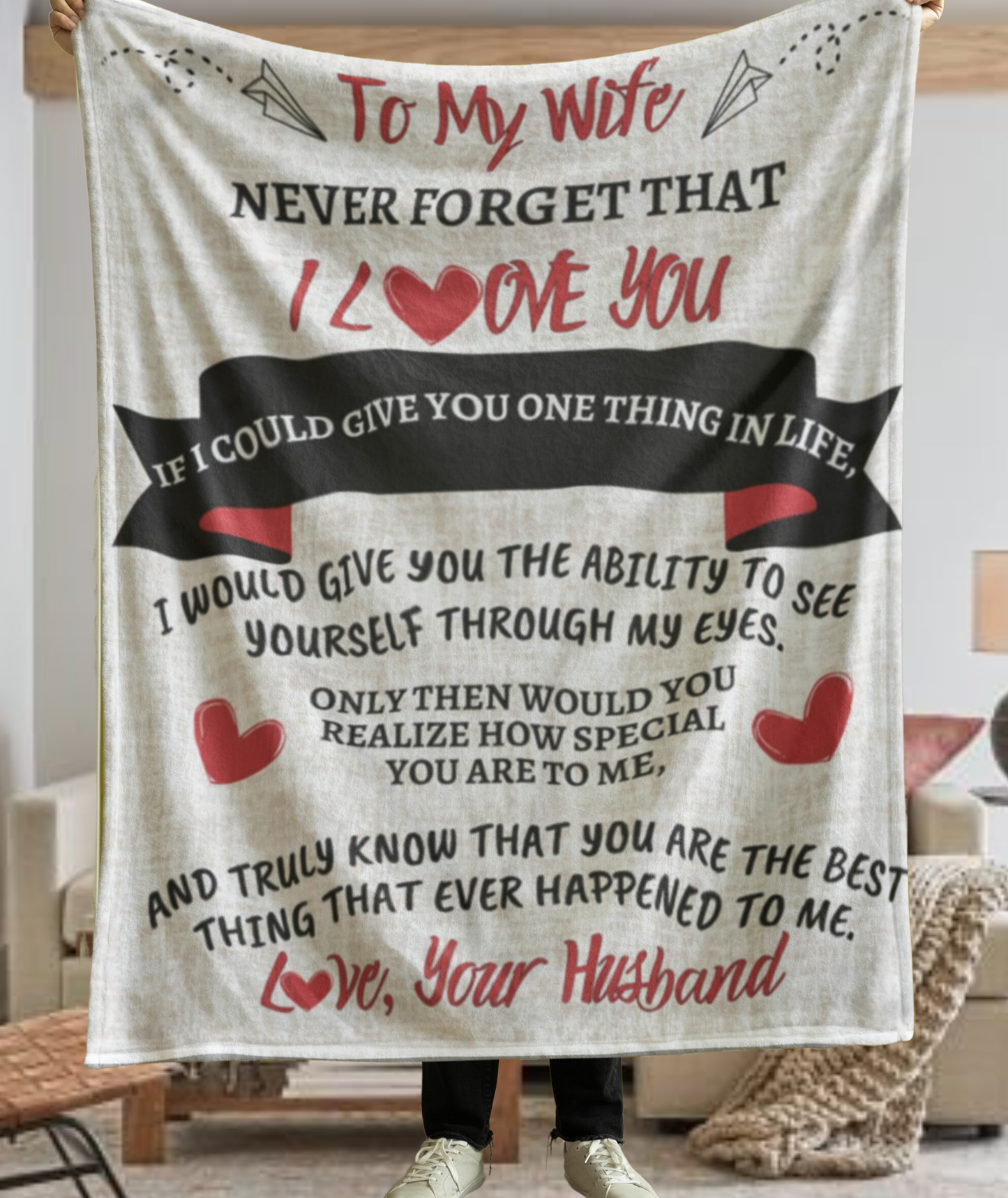 To My Wife, Love Your Husband Blanket