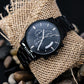 Men's Customizable Engraved Black Chronograph Watch